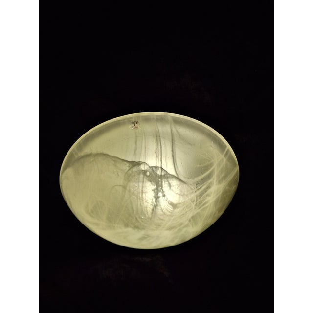 Vintage German Flat Ceiling Lamp with White Marbled Glass Shade from Peill & Putzler, 2000s For Sale - Image 3 of 8