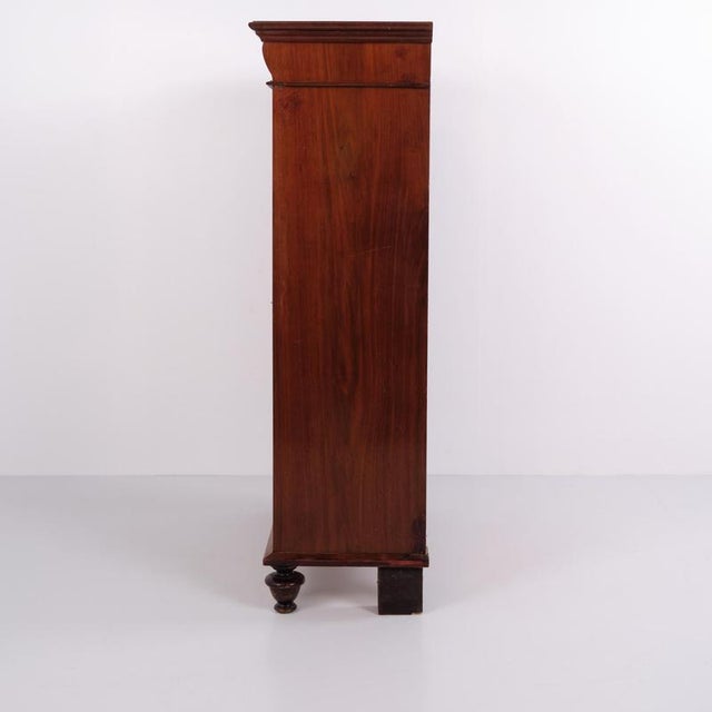 Large Antique Hand-Polished Walnut Cabinet with Carved Details, 1880s For Sale - Image 3 of 13