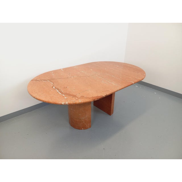 Vintage Oval Dining Table in Pink Marble, 1970s For Sale - Image 4 of 18