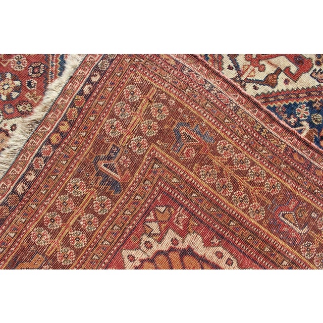 Qashqai Rug With Central Medallion in Ink Blue and Faded Red For Sale - Image 12 of 13
