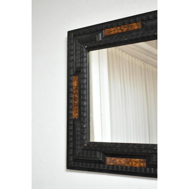 Carved Ebonised Wood and Trompe l'Oeil Turshell Mirrors, 19th Century, Set of 2 For Sale - Image 4 of 6