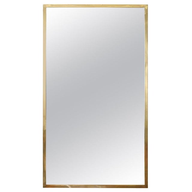 Large Mid-Century Modern Italian Brass Rectangular Wall Mirror, Italy, 1950s For Sale - Image 12 of 12