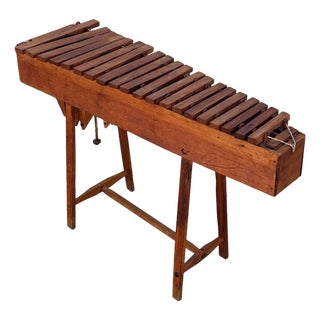 19th Century Late Victorian Hand Sculpted Folkart Oak Marimba Xylophone For Sale