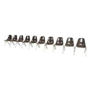 Charles & Ray Eames for Herman Miller DSS Seal Brown Stacking Shell Chairs | Set of Ten For Sale
