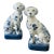 Pair Vintage Wong Lee Blue & White Porcelain Staffordshire Dog Figurines – Wl 1895 Hand-Painted Floral Mantel Dogs Bookends For Sale