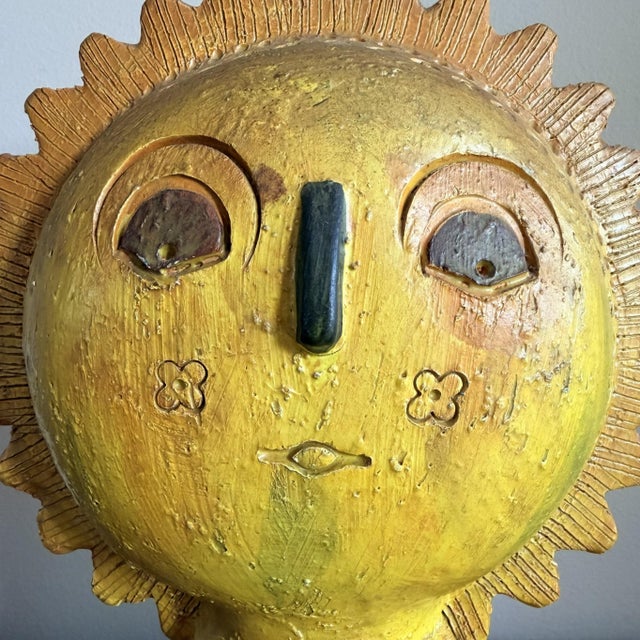 Italian Vintage Italian 1960s Mid-Century Aldo Londi Bitossi Yellow Double-Sided Sun Sculpture for Rosenthal-Netter For Sale - Image 3 of 7