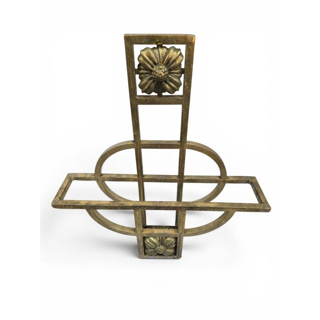 Metal Art Nouveau Gilt Brass Wall-Mounted Magazine Rack, 1910 For Sale - Image 7 of 13