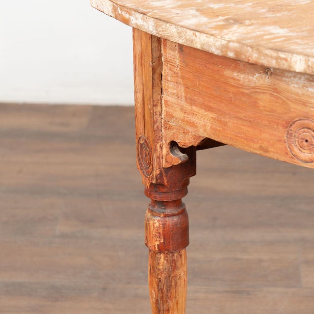 Wood Late 19th Century Original Painted Swedish Pair of Demi Lune Console Tables For Sale - Image 7 of 14
