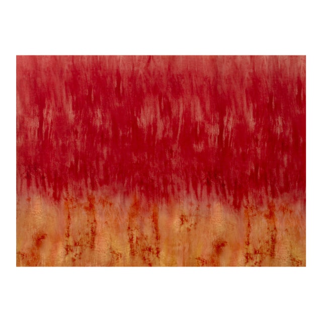 Contemporary Red and Yellow Dyed Silk Panel For Sale