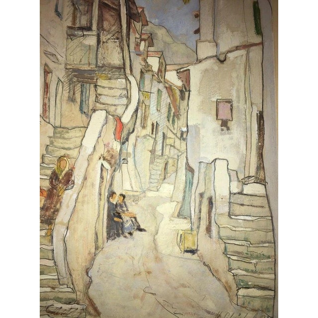 Schürholz Hans, Baška Street View KRK Street Dalmatia Croatia, 1930, Oil on Canvas For Sale - Image 3 of 13