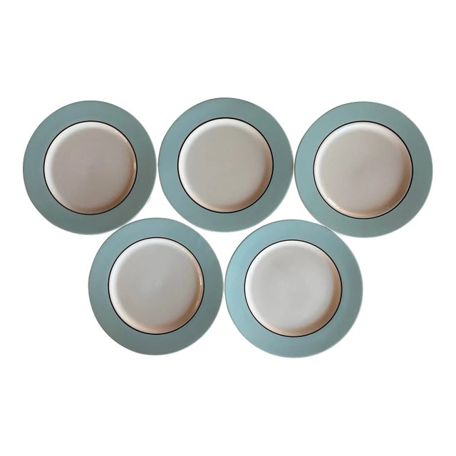 Set of 5 Pagnossin Ironstone Audrey Pattern Dinner Plates For Sale