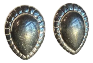 1980s Designer Ginnie Johansen Fashion Costume Silver Tone Teardrop Clip Earrings, A Pair