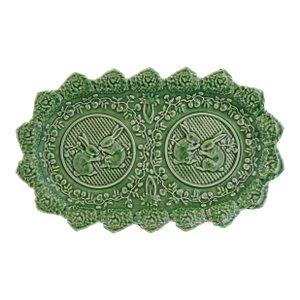 Vintage Bordallo Pinheiro Green Bunny Sandwich Tray
