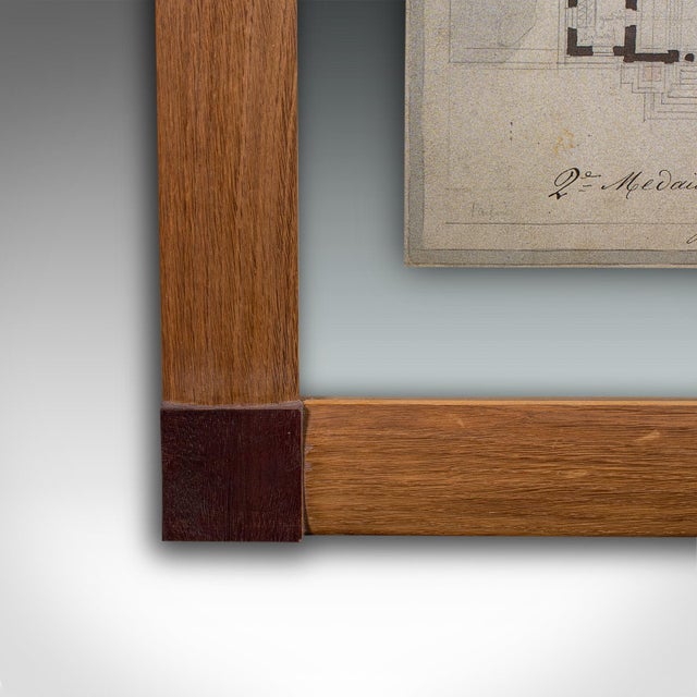 Large Vintage Architectural Villa Plan, French, Framed, After Edmond Paulin, Art For Sale - Image 10 of 11