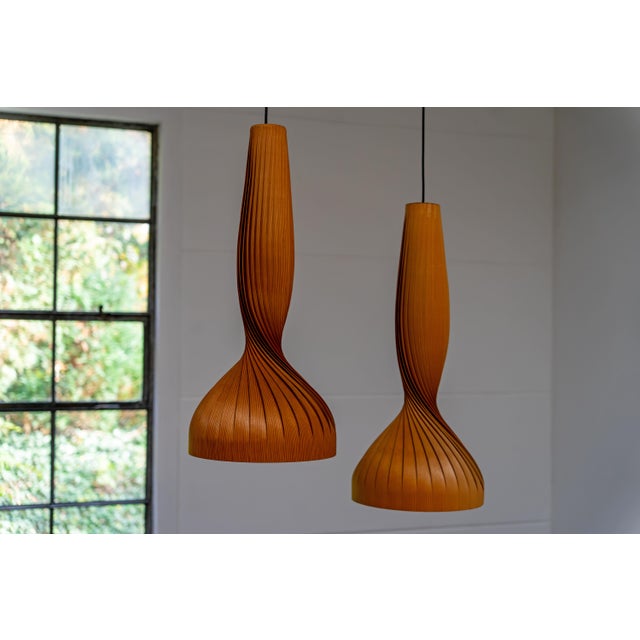 1960s Pine Pendant Lamps by Hans-Agne Jakobsson Ellysett Sweden, 1960s, Set of 2 For Sale - Image 5 of 18