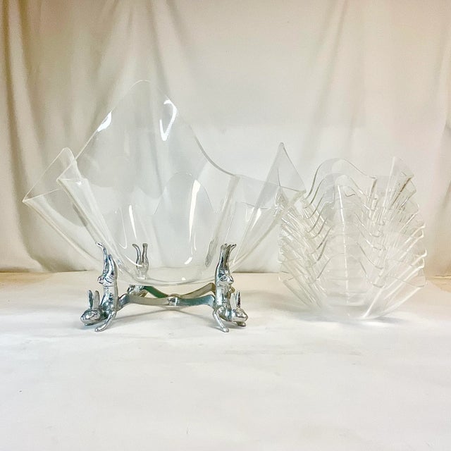 Transparent 1986 Vintage Hollywood Regency Arthur Court Bunny Base & Lucite Salad Bowls - 10 Piece Set, Easter For Sale - Image 8 of 12