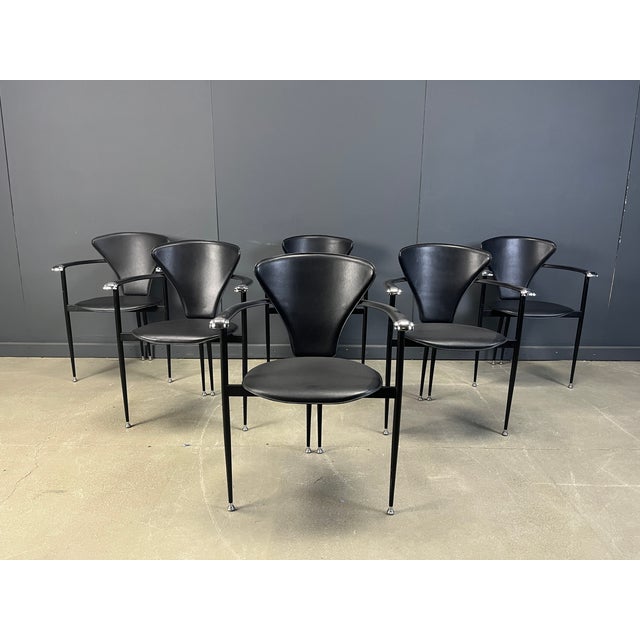 Vintage Leather Armchairs from Arrben, Italy, 1980s, Set of 6 For Sale - Image 9 of 10