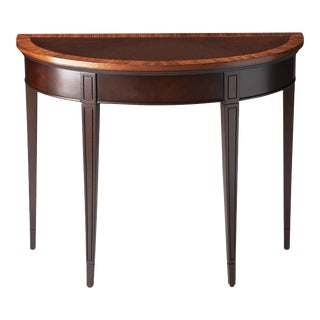 Hampton Nouveau Demilune Console Table, Dark Brown For Sale