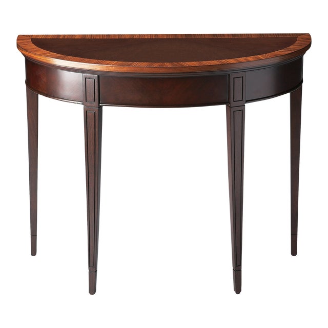 Hampton Nouveau Demilune Console Table, Dark Brown For Sale