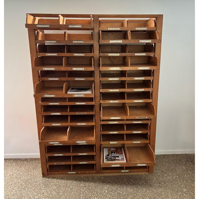 Brown Wooden Archive Cabinet with 28 Drawers, 1940s For Sale - Image 8 of 12