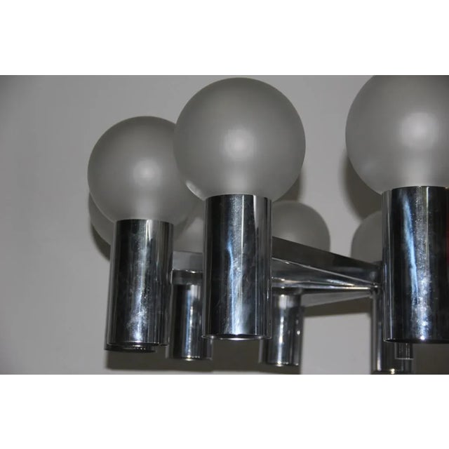 Metal Large Mid-Century Italian Chandelier, 1960s For Sale - Image 7 of 16