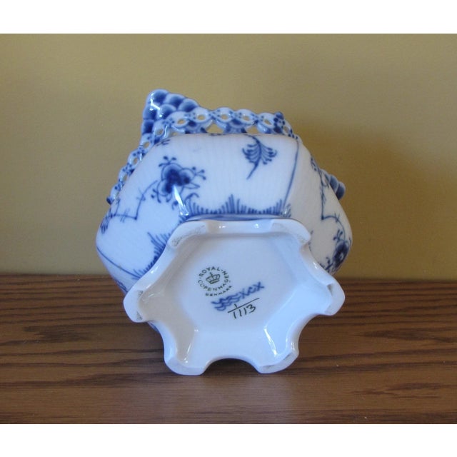 Elevate your table with this breathtaking Royal Copenhagen Blue Fluted Full Lace open sugar bowl, a true icon of Danish...