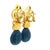 1980s Italian Carved Lapis Topaz Diamond 18k Gold Drop Earrings, Pair For Sale - Image 10 of 17