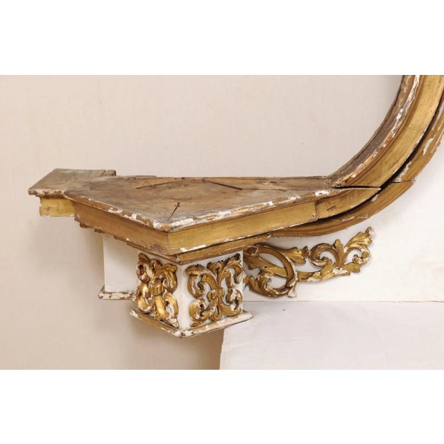 18th Century Italian Carved, Gilded & Painted Wood Pediment Fragment For Sale - Image 9 of 12