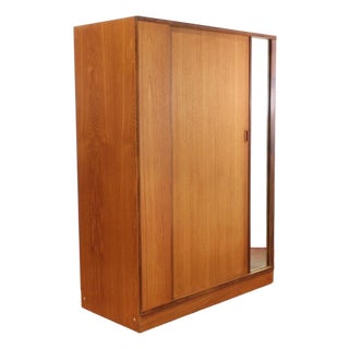 1960s Mid Century Modern Vintage Teak Armoire Wardrobe in the Style of Austisuite For Sale