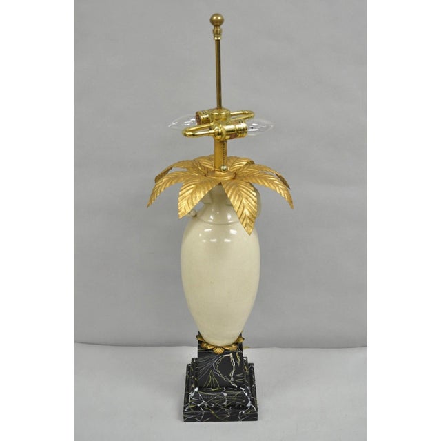 Late 20th Century Frederick Cooper Hollywood Regency Ceramic Elephant Safari Palm Tree Table Lamp For Sale - Image 9 of 12