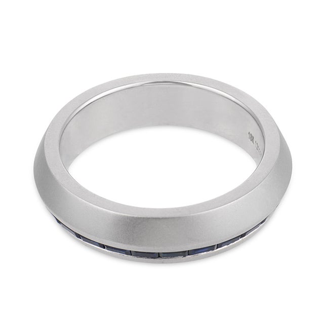1920s Lugano Sapphire 18k White Gold Eternity Band, Size 10.5 For Sale In Los Angeles - Image 6 of 7