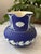 A lovely petite antique English Wedgwood Jasperware pitcher or creamer, dating from around 1900. Brilliant royal blue. The...