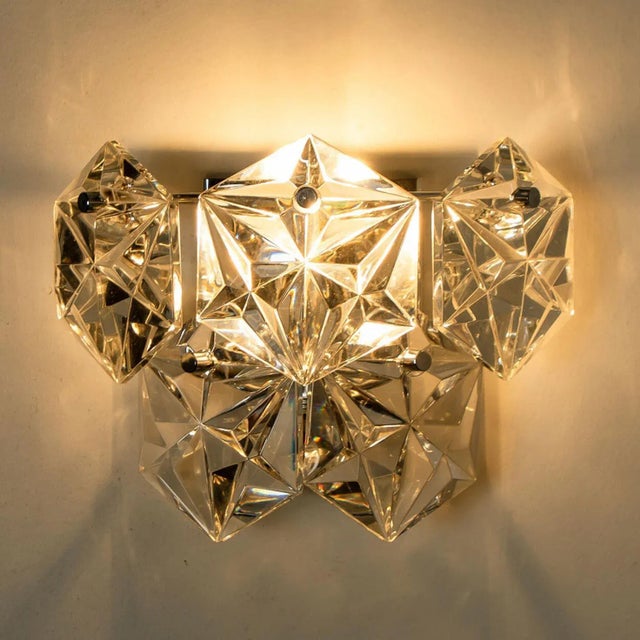 Faceted Crystal and Silver Chrome Sconce attributed to Kinkeldey, Germany, 1970s For Sale - Image 12 of 14