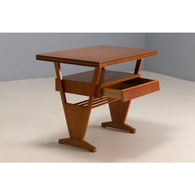 Mid-Century Coffee Table with Folding Top and Storage Drawer, Former Czechoslovakia, 1960s-1970s For Sale - Image 6 of 7