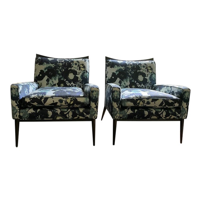 Pair of Custom Upholstered Vintage Paul McCobb for Directional Model 1322 Armchairs For Sale
