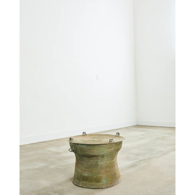 Southeast Asian Bronze Rain Drum Drinks Table With Verdigris For Sale - Image 12 of 12