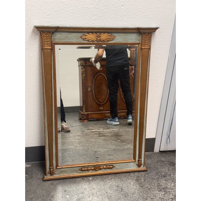 Neoclassical Style Giltwood Painted Wall Mirror, Vintage For Sale - Image 4 of 12
