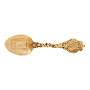 Antique 19th Century "Le Chien D'Or" Quebec Silver Plated Souvenir Spoon With Historic 1736 Inscription