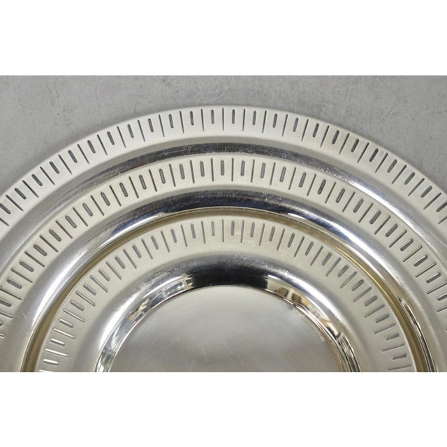 Modern Vintage Hopeakeskus Oy Finland Modern Silver Plated Serving Plate Dishes - 3 Pc For Sale - Image 3 of 14
