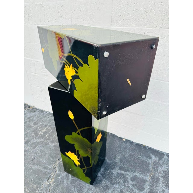 Vintage Asian Floral Lacquer Pedestals - a Pair For Sale - Image 10 of 10