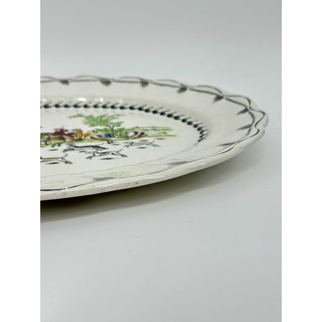 Antique Booth's "Liverpool Hunt" 16" Oval Serving Platter For Sale - Image 10 of 11