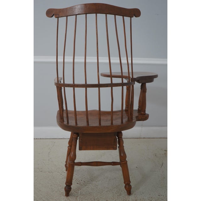 Antique Early American Windsor Writing Desk Armchair With Drawer For Sale - Image 4 of 18