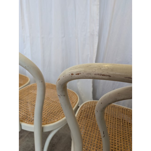 Vintage Dining Chairs in White Wood with Cane Seats, 1970s, Set of 6 For Sale - Image 4 of 18