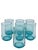 Vibrant turquoise juice glasses from the late 20th century. These are perfect for juice or a shot of health juices! Even...