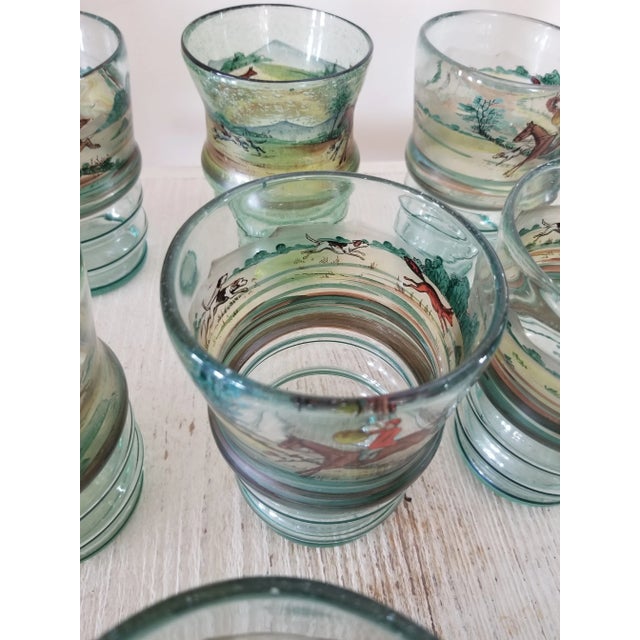 Set of Ten Vintage Hunt Themed Glasses For Sale - Image 4 of 9