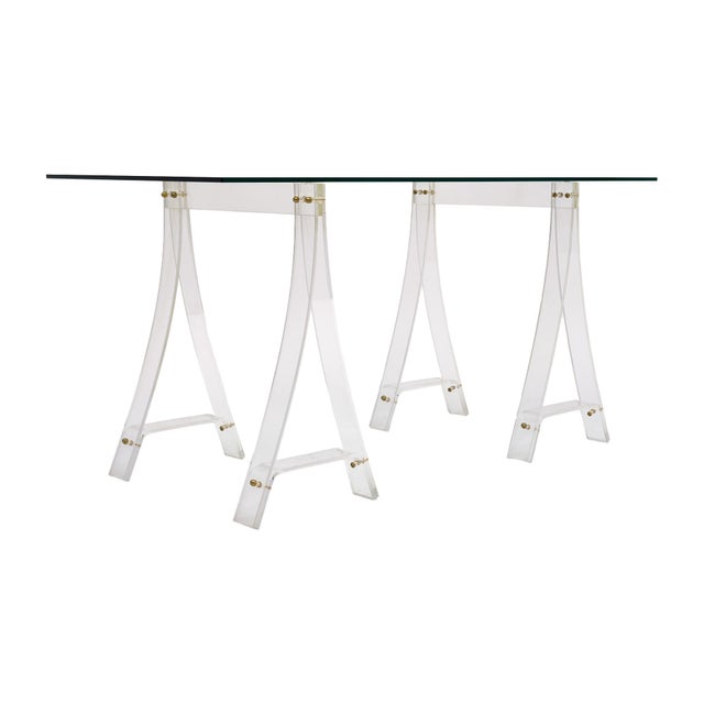 Metal Period Mid-Century Modern, Lucite and Glass Desk, French For Sale - Image 7 of 9