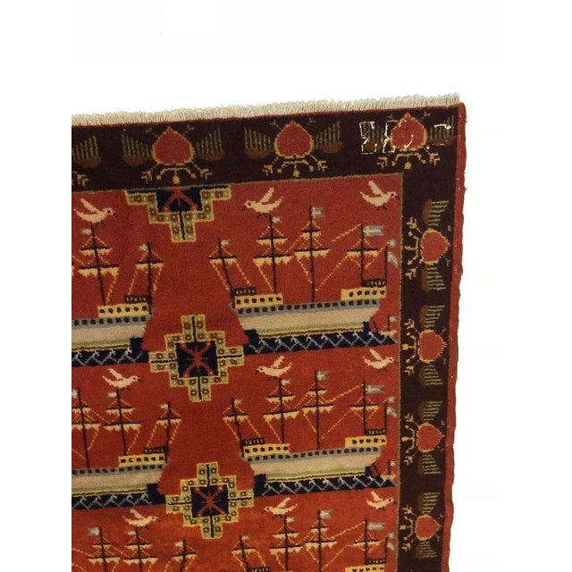 Scandinavian Double Sided Rug with Ships and Seagulls, 1934 For Sale - Image 6 of 16