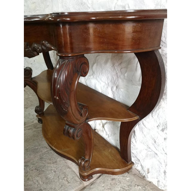 Antique French Empire Napoleon III Console Table in Mahogany, 1860 For Sale - Image 14 of 18