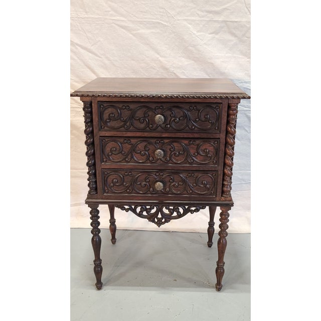 Pair of Vintage French Hand-Carved Nightstands For Sale - Image 4 of 8