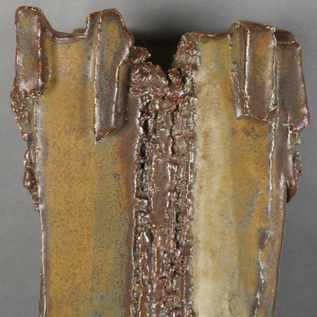 Gold Vintage Brutalist Wall Sculpture in Studio Ceramic by Prof. Dieter Crumbiegel, 1975 For Sale - Image 8 of 12